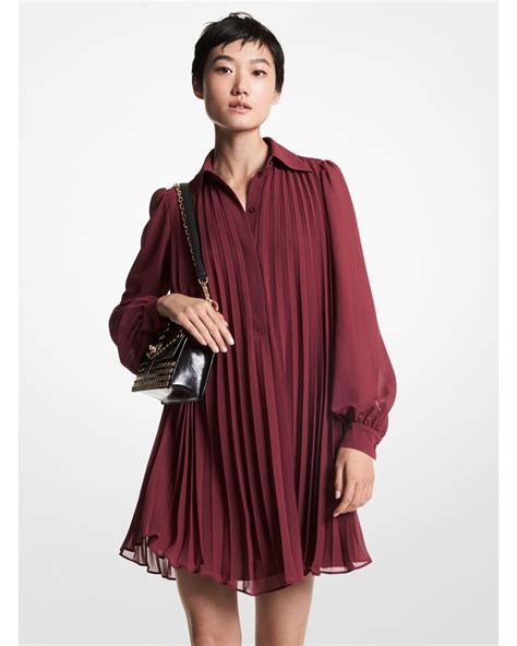 michael kors georgette pleated shirtdress : Women's Dresses